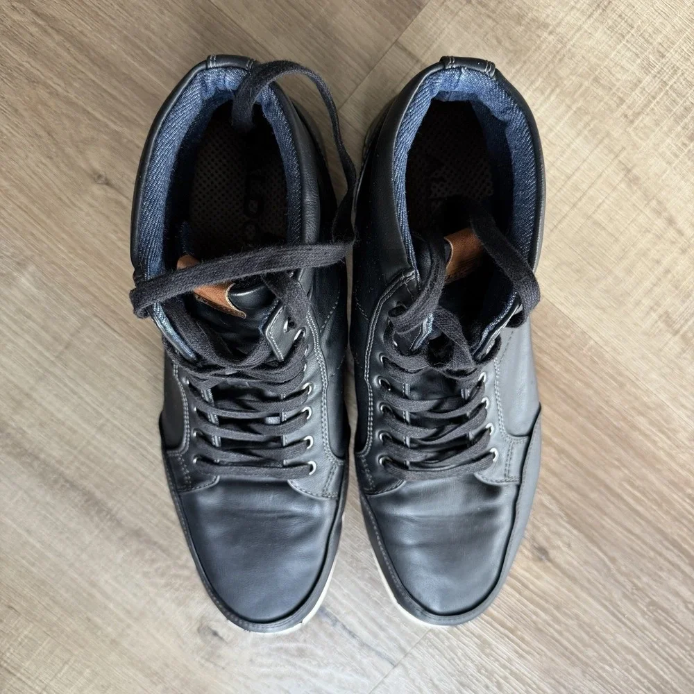 ALDO Men's Black Leather Ankle Boots Lace‎ Up Contrast Stitching Size 11